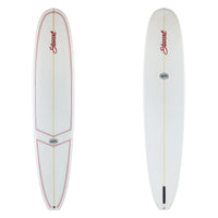 Deck and bottom view of Stewart Ripster with red pinlines and logos on the deck