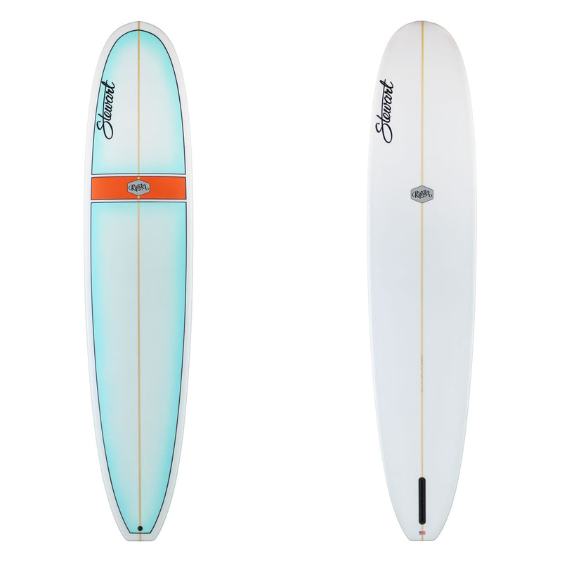 9'4" Ripster (9'4", 23 3/4", 3 1/4") B#129761 baby blue deck trim with orange logo stripe