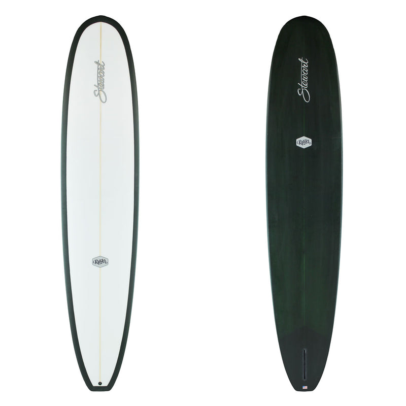 Stewart Longboard 9'6" Ripster (9'6", 24", 3 1/4") B#129999 with a dark green resin tint on the bottom and rails