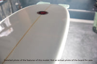 detail of the rails of a Stewart Retro Fish shortboard surfboard