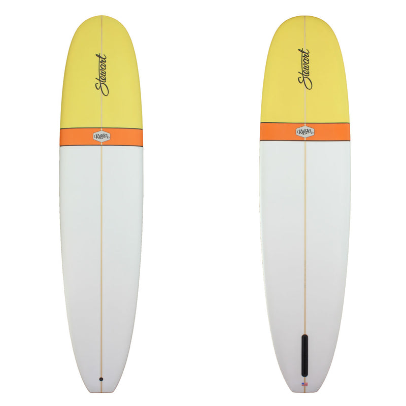 deck and bottom view of stewart ripster with an orange and yellow comp band
