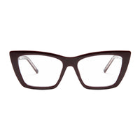 Brown cat-eye glasses on a white background