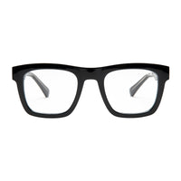 Black eyeglasses on a white background