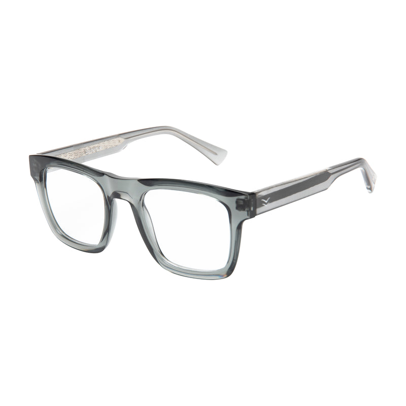 Clear eyeglasses on a white background