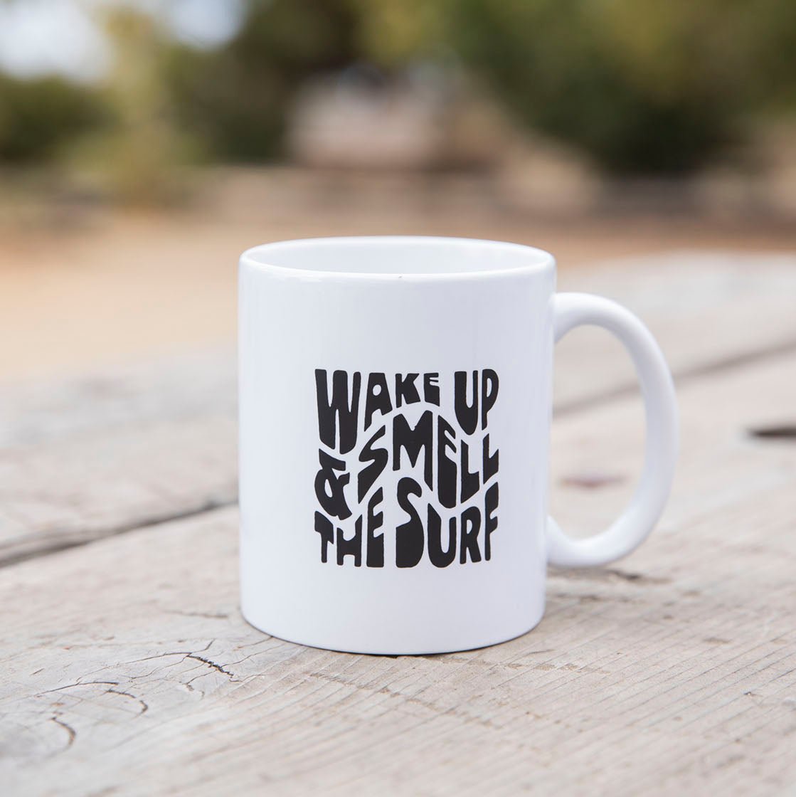 STEWART WAKE UP & SMELL THE SURF COFFEE MUG