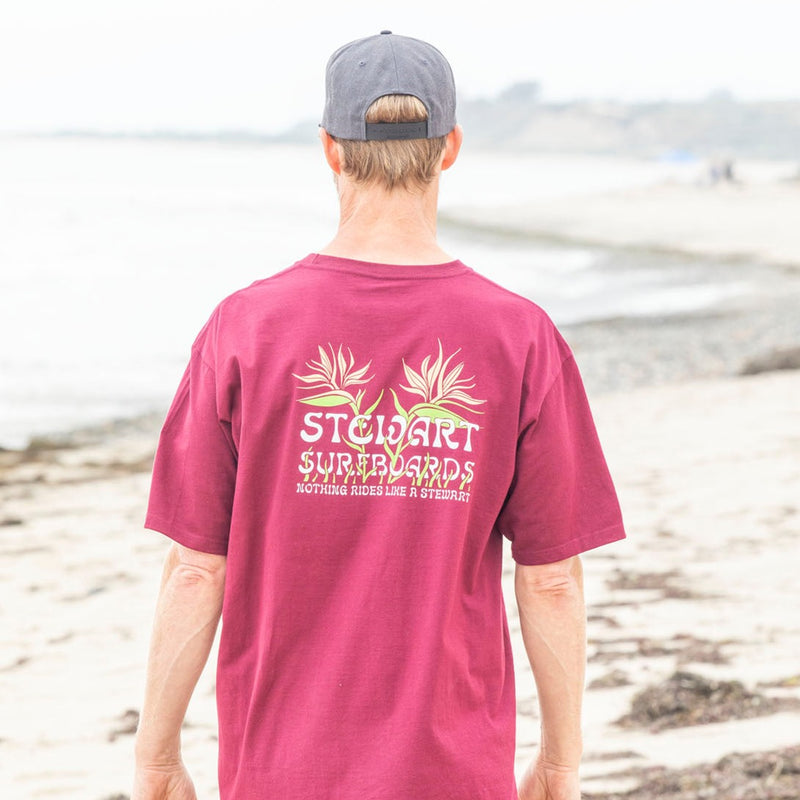 STEWART BLOOMING BIRDS S/S T-SHIRT- Burgundy