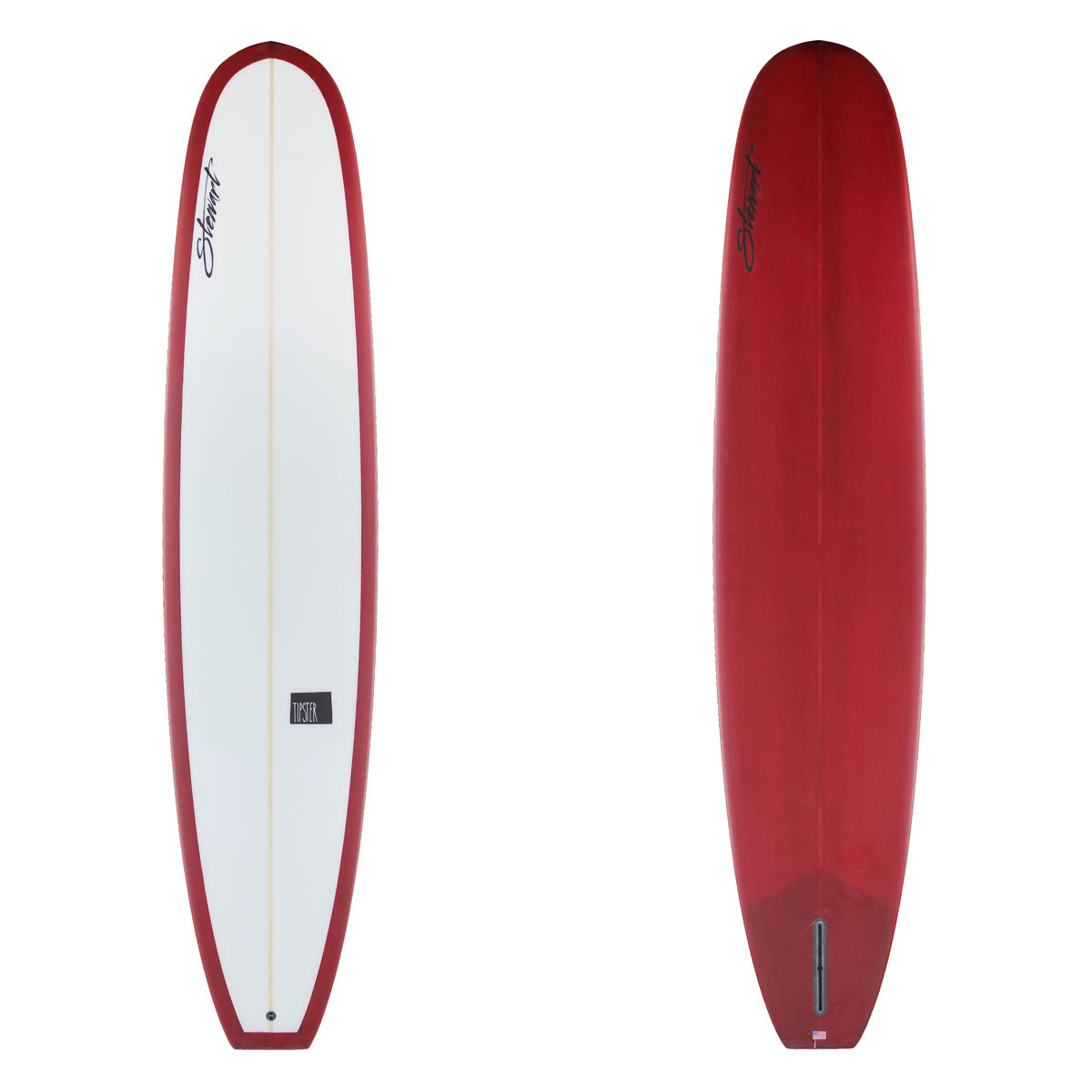 Stewart Longboard 9'0" Tipster (9'0", 23", 3") B#129184 with a red resign tint on the bottom and rails