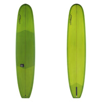 2 surfboards images. The top is green and the bottom is green. There is  black branding.