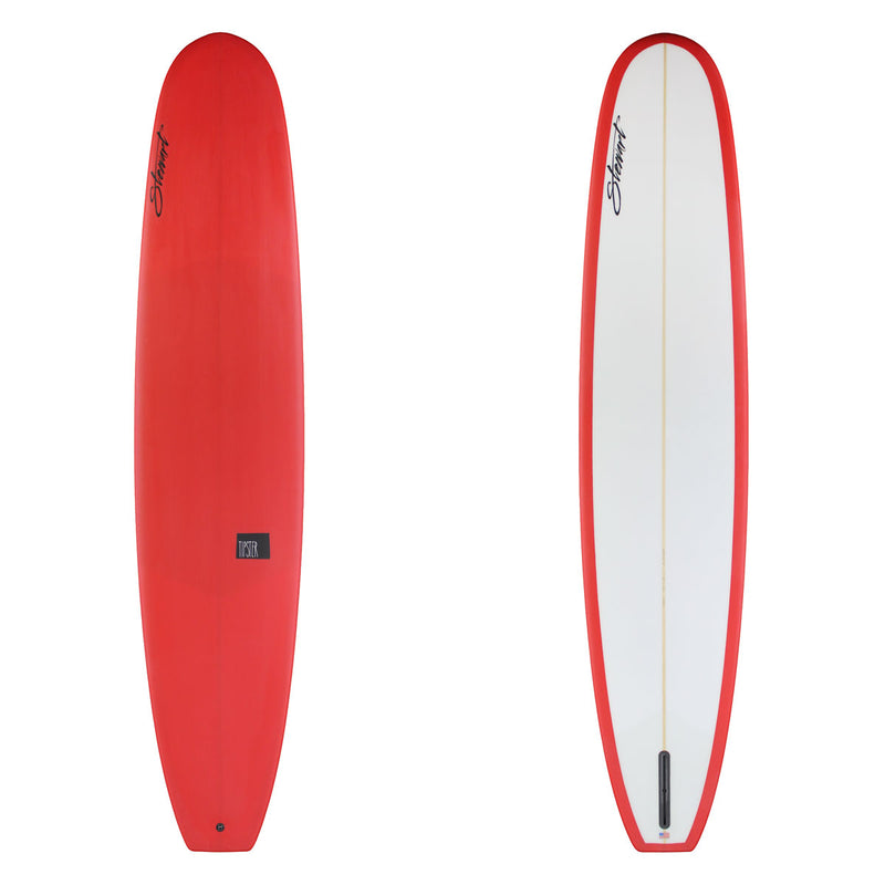 Stewart Longboard 9'2" Tipster (9'2", 23", 3") B#129635 with a red resin tint on the deck and rails
