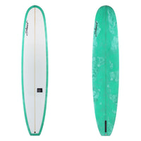 Stewart Longboard 9'2" Tipster (9'2", 23", 3") B#129823 with a light green and white resin tint on the bottom and rails
