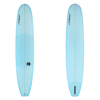 deck and bottom view of a Stewart Tipster painted light blue on the deck and bottom.