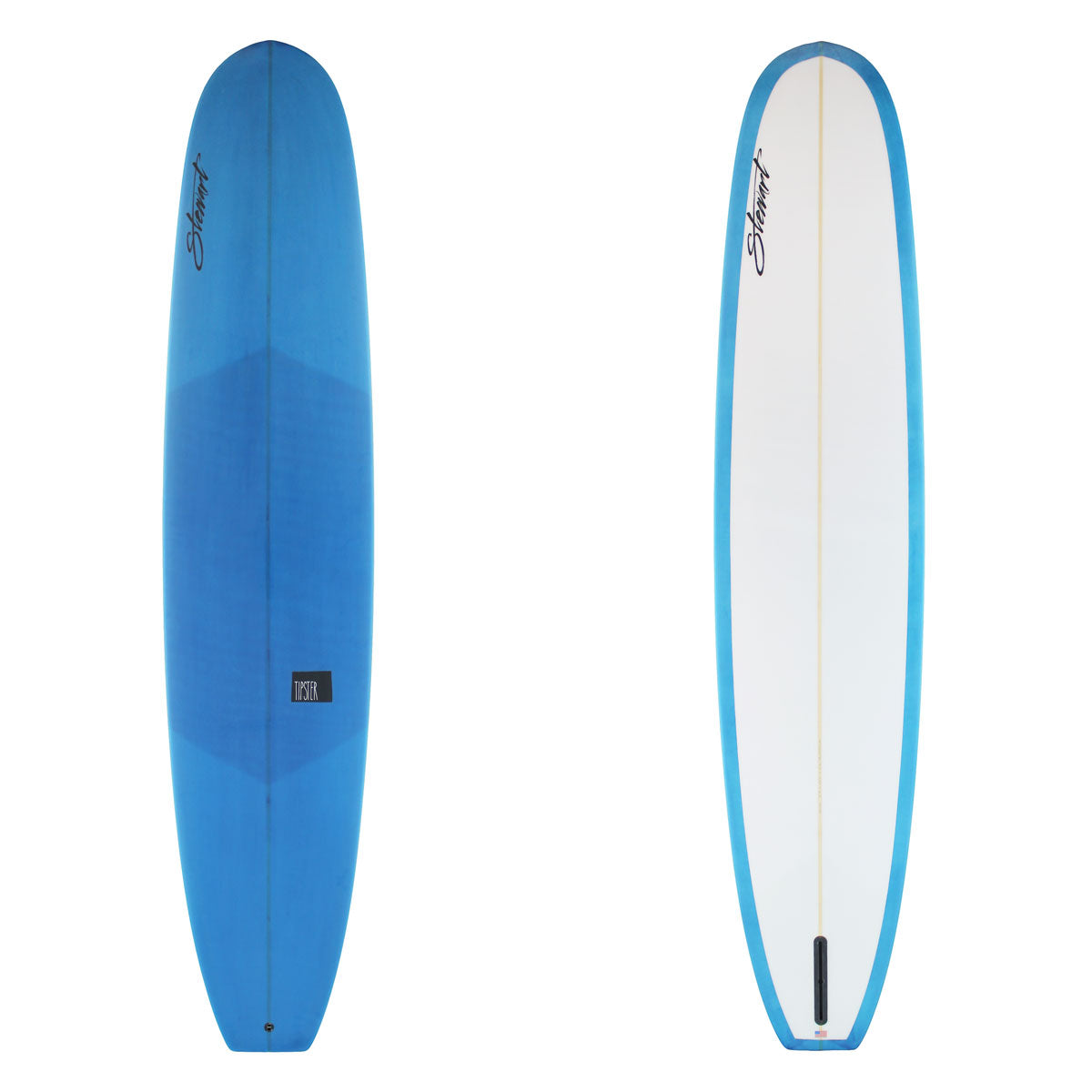 Stewart Longboard 9'4" Tipster (9'4", 23 1/2", 3 1/8") B#130106 with a dark blue reverse resin lay up