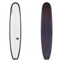 Stewart Longboard 9'4" Tipster (9'4", 23 1/2", 3 1/8") B#130107 Clear deck with bottom red and purple resin swirl with rail wrap. Black stewart and tipster logos. Sand Only.
