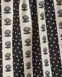 Fabric with shell and polka dot pattern in black and white