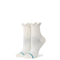 White socks with ruffled top on a white background