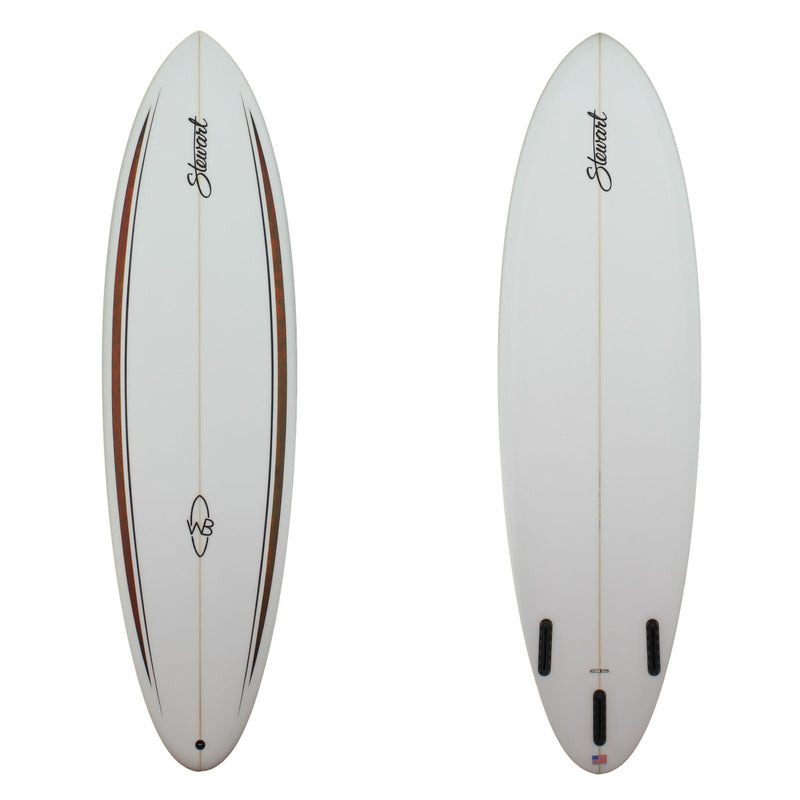 Stewart 6'6" Wild Bill Shortboard with red rails and black pinline (6'6", 21", 2 5/8") B#128280