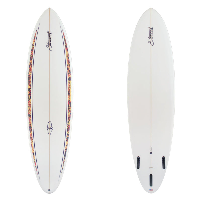 stewart wild bill short board with orange and red rail spears