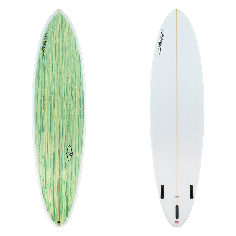 Stewart Mid-Length 7'4" Wild Bill (7'4", 22", 2 7/8") B#129113 with green and lime acid splash on the deck