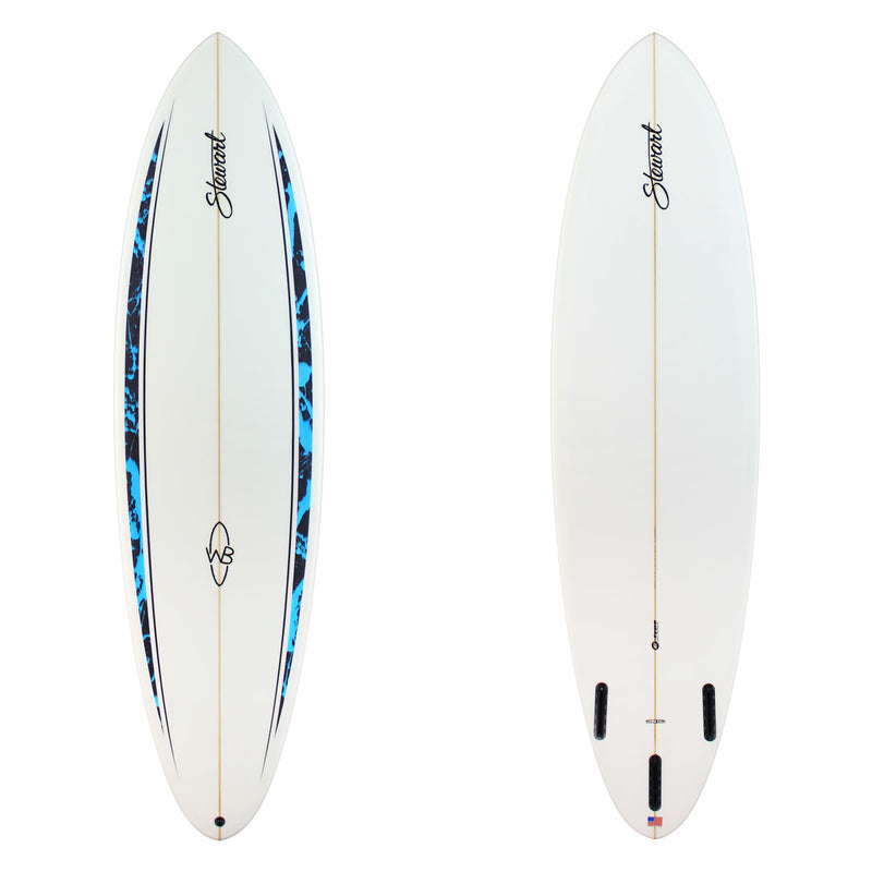 Stewart Mid-Length 6'9" Wild Bill (6'9", 21 3/8", 2 3/4") B#129464 with a blue black spear on the rail deck area