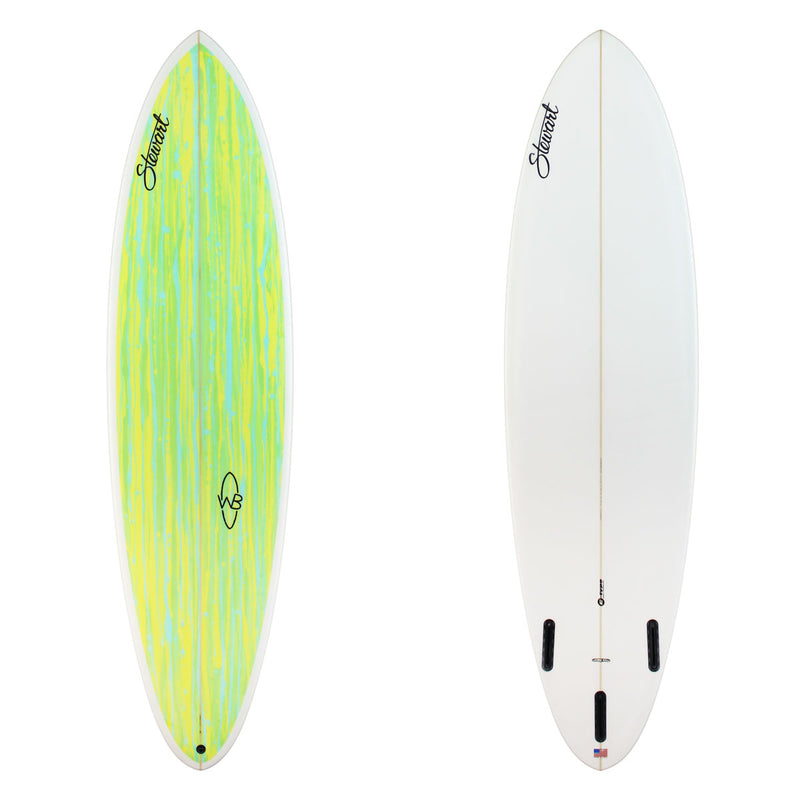 Stewart Mid-Length 7'0" Wild Bill (7'0", 21 1/2", 2 3/4") B#129494 with a green and blue acid splash panel on the deck 