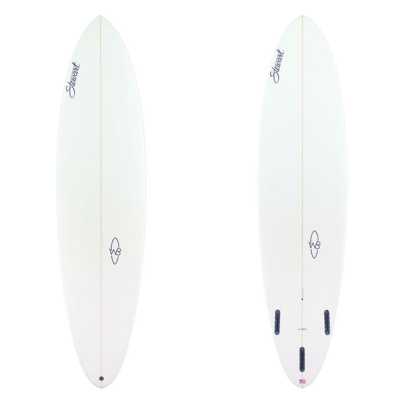 Deck and Bottom View of an all white (clear) Wild Bill Surfboard
