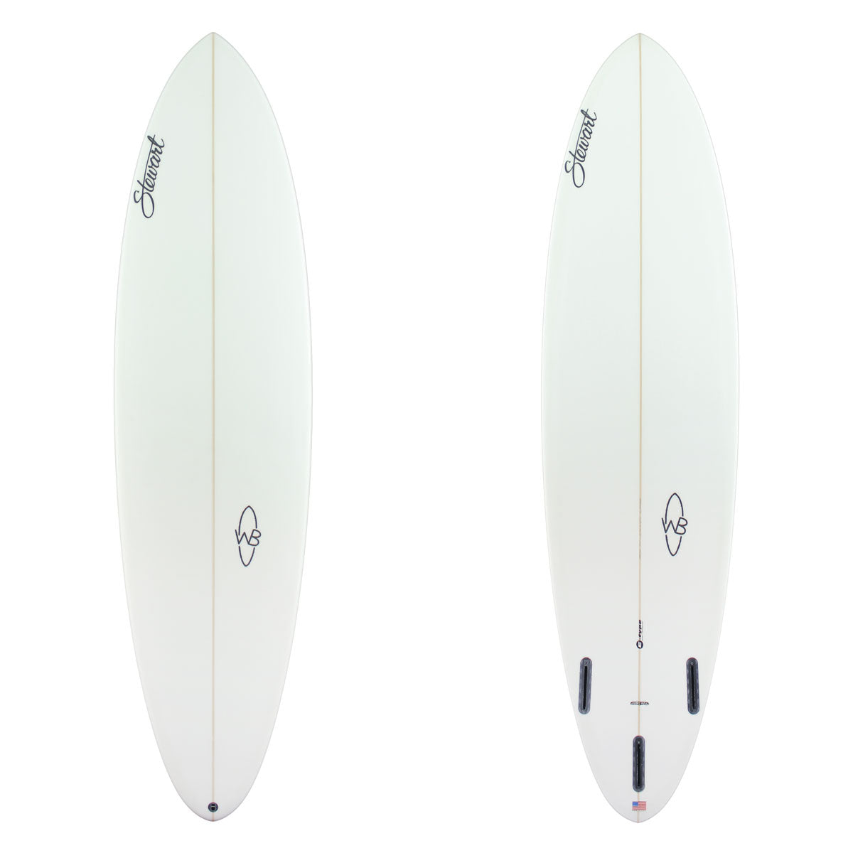 Deck and bottom view of a clear white Stewart Wild Bill