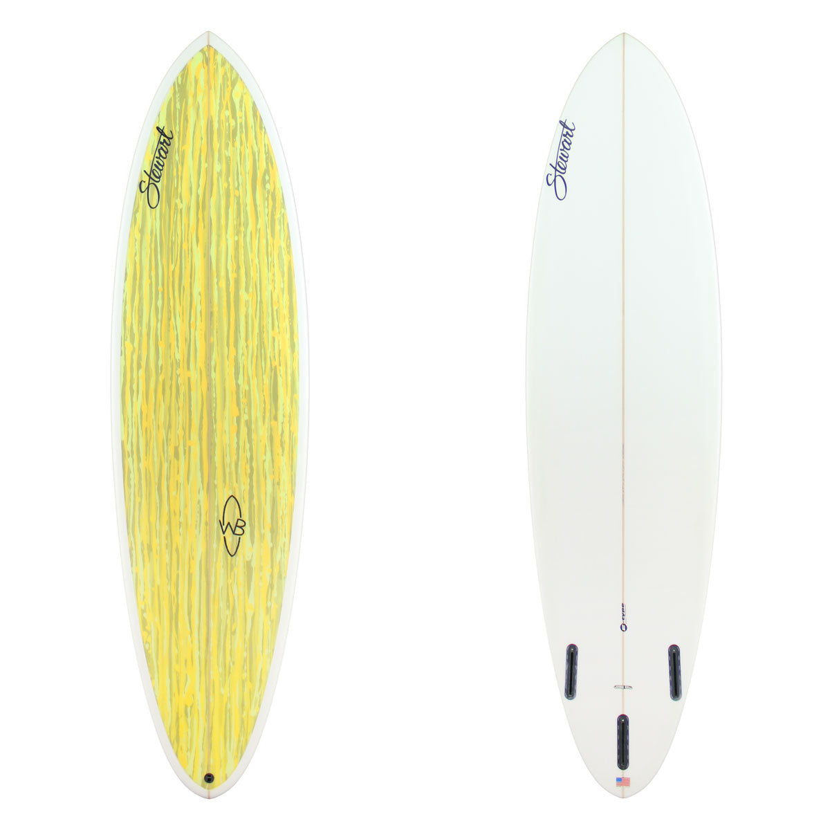 Stewart Mid-Length 6'9" Wild Bill (6'9", 21 3/8", 2 3/4") B#129843 with a yellow and green acid splash panel on the deck