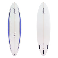 Stewart Midlength 6'6" Wild Bill (6'6", 21", 2 5/8") B#130060 Black to Blue to Black Fade hexagon design deck pinlines. Clear center deck, rails, and bottom deck. Black Logos. Sand Only.