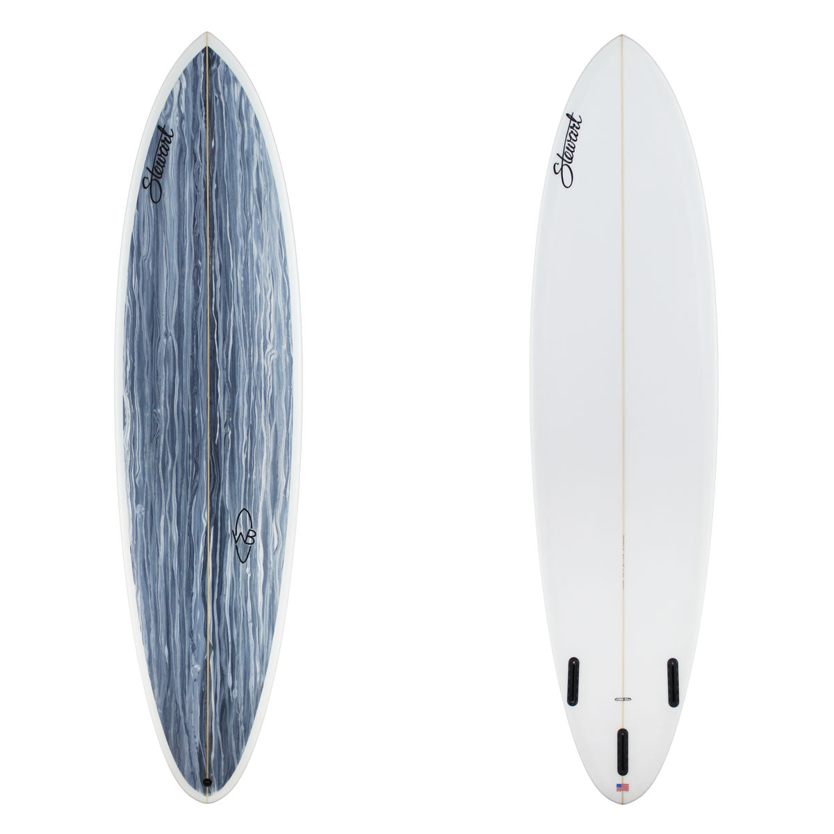 Stewart Mid-Length 7'6" Wild Bill (7'6", 22", 2 7/8") B#128678 with grey and white acid splash deck panel