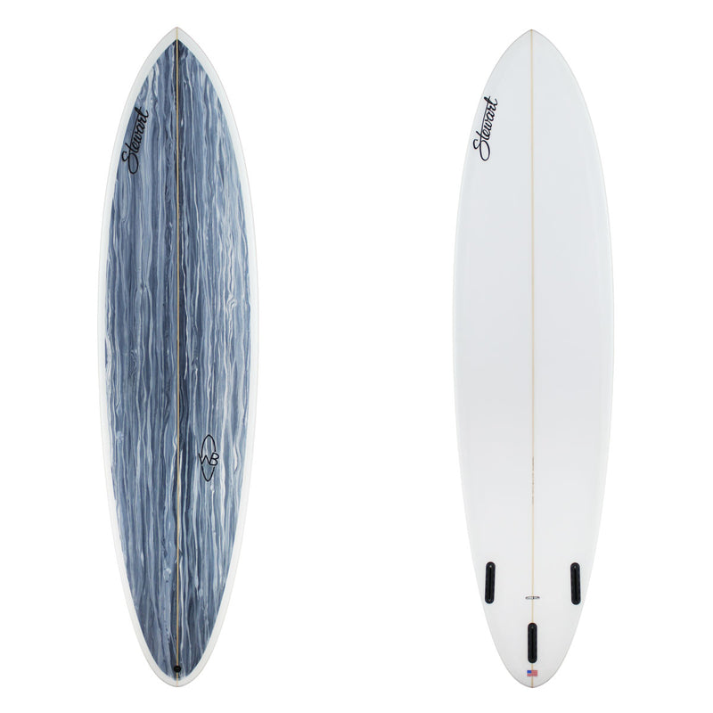 Stewart Mid-Length 7'6" Wild Bill (7'6", 22", 2 7/8") B#128678 with grey and white acid splash deck panel