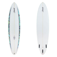 Stewart Mid-Length 7'6" Wild Bill (7'6", 22", 2 7/8") B#129043 with black green and yellow spears on the deck rails