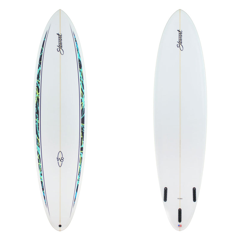 Stewart Mid-Length 7'6" Wild Bill (7'6", 22", 2 7/8") B#129043 with black green and yellow spears on the deck rails