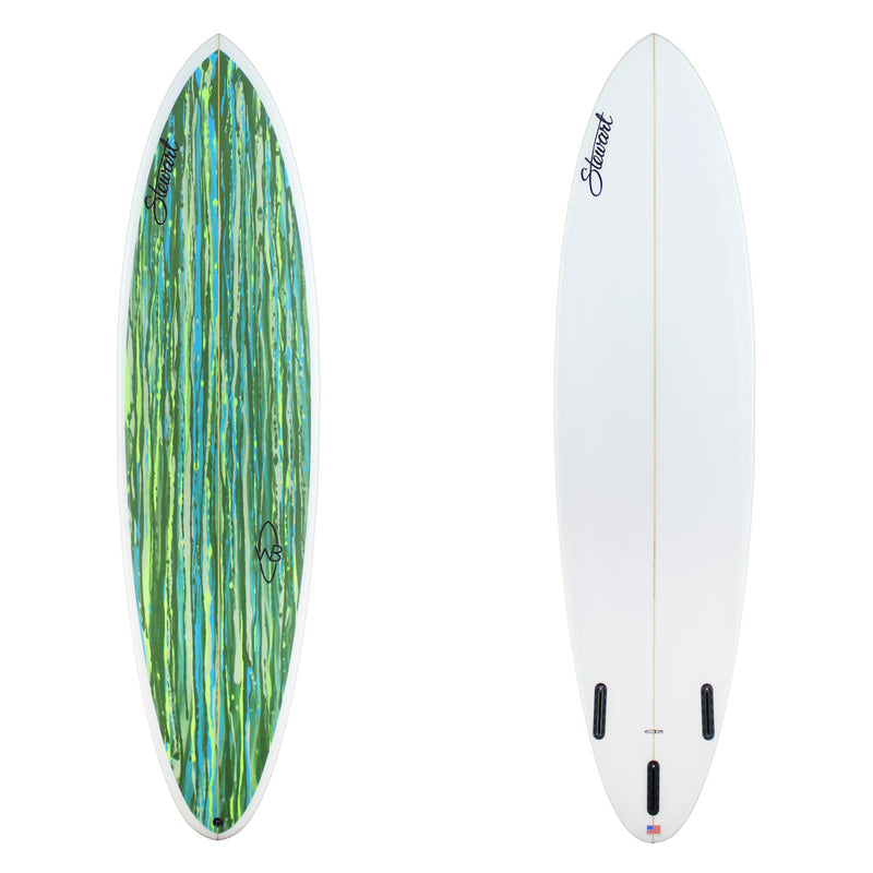 Stewart Mid-Length 7'0" Wild Bill (7'0", 21 1/2", 2 3/4") B#129056 with a green and blue acid splash on the deck