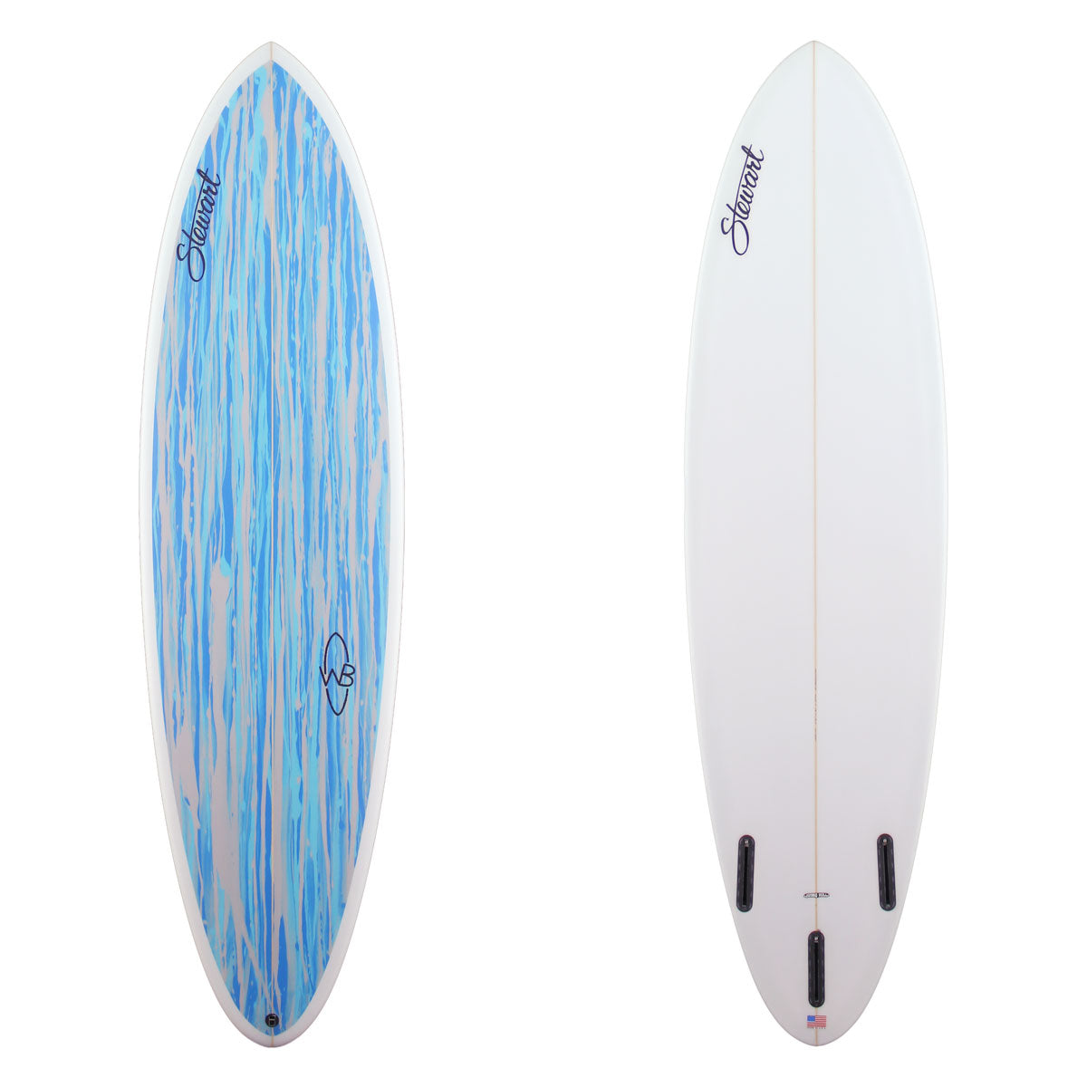 6'6" Wild Bill (6'6", 21", 2 5/8") B#129144
Midlength surfboard with Light blue and grey mixed color from nose to tail on deck