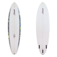 Stewart Mid-Length 6'9" Wild Bill (6'9", 21 3/8", 2 3/4") B#129169 with blue green and black spears on the rail deck