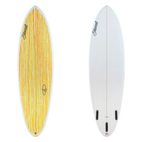 Stewart Mid-Length 6'6" Wild Bill (6'6", 21 1/2", 2 3/4") B#129319 with a yellow and orange acid splash panel on the deck