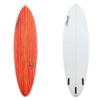 Stewart Mid-Length 6'4" Wild Bill (6'4", 21", 2 3/4") B#129573 with a red and orange acid splash panel on the deck 