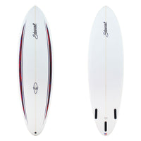 Stewart Shortboard 6'2" Wild Bill (6'2", 20 3/4", 2 5/8") B#129637 with red and black spears on the rail deck