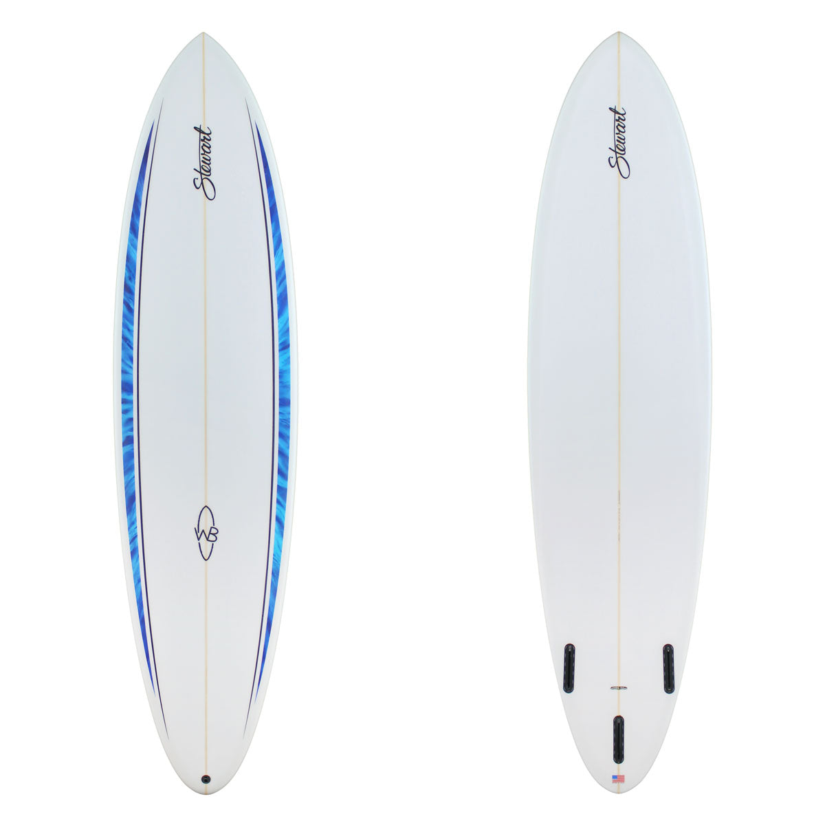 Stewart Mid-Length 7'6" Wild Bill (7'6", 22", 2 7/8") B#129774 with blue and black spears on the deck