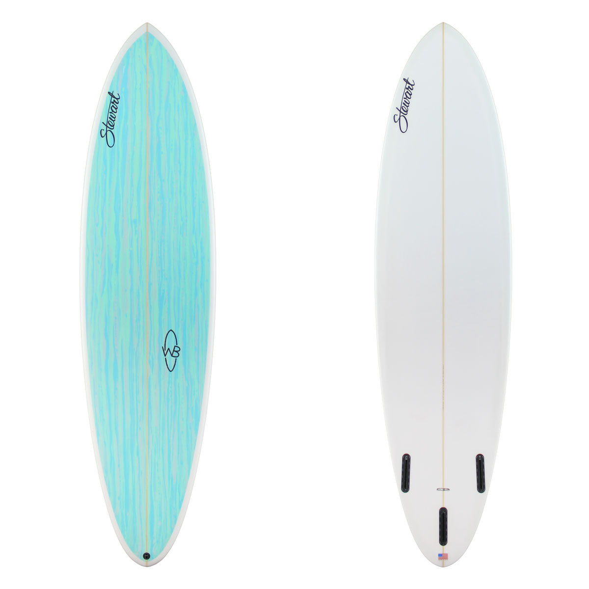 Stewart Mid-Length 7'0" Wild Bill (7'0", 21 1/2", 2 3/4") B#130036 with a blue and white acid splash panel on the deck