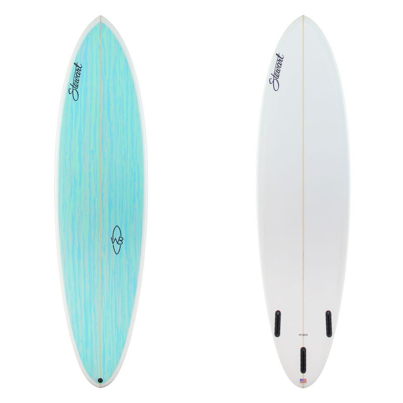 Stewart Mid-Length 7'0" Wild Bill (7'0", 21 1/2", 2 3/4") B#130036 with a blue and white acid splash panel on the deck
