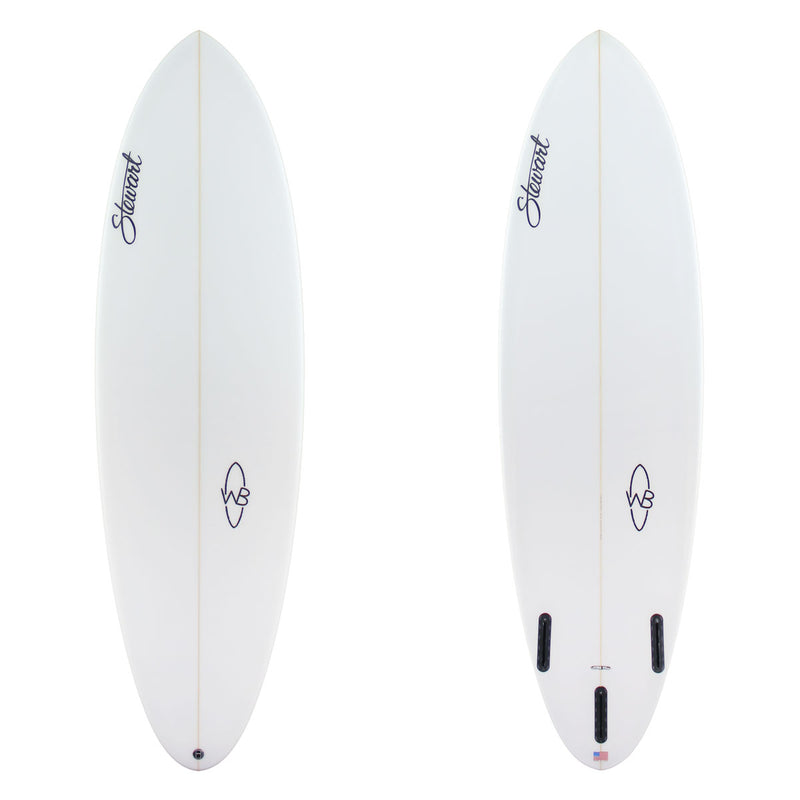 Stewart Midlength 6'0" Wild Bill (6'0", 20 1/2", 2 1/2") B#130136 Clear on deck and bottom. Black Stewart and Wild Bill Logos. Sand Only.