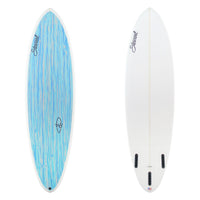 Stewart Mid-Length 6'4" Wild Bill (6'4", 21", 2 3/4") B#130236 with a blue and white acid splash panel on the deck