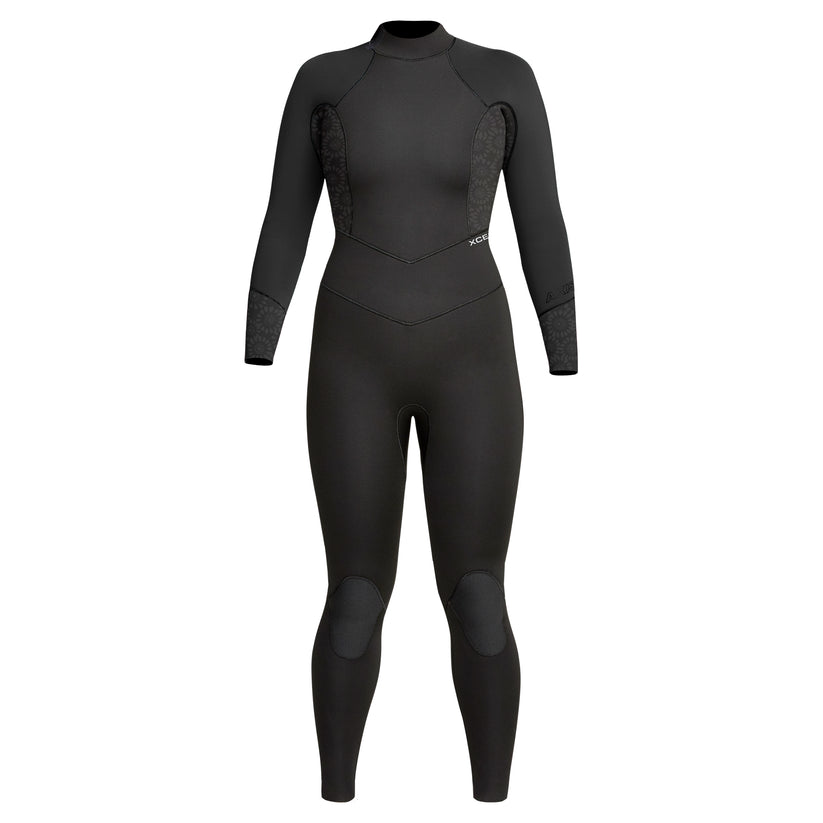 XCEL WETSUITS WOMEN'S AXIS 3/2mm BACK ZIP FULLSUIT BLACK FLORAL