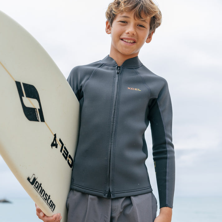 XCEL YOUTH AXIS L/S F/Z JACKET 2/1MM - GRAPHITE/BLACK