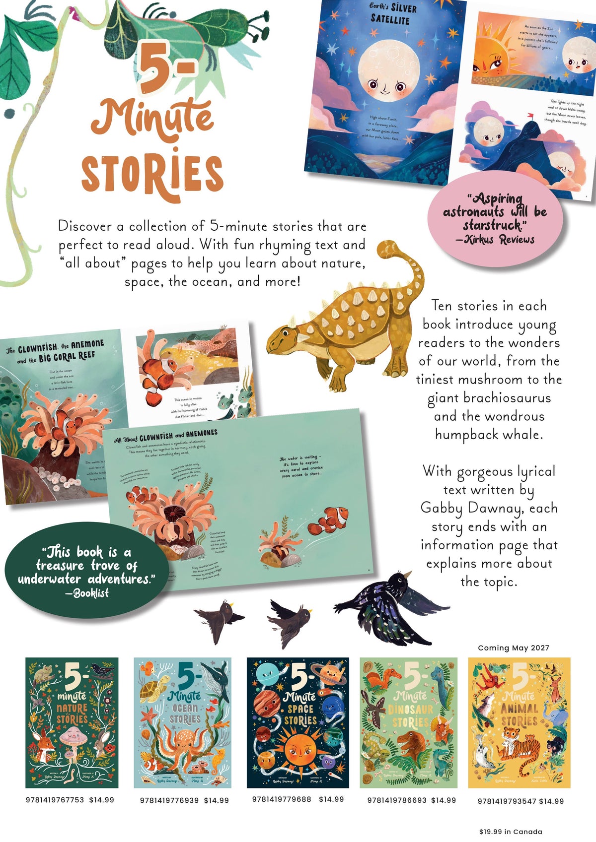 Promotional image of '5-Minute Stories' book collection with colorful illustrations and text.