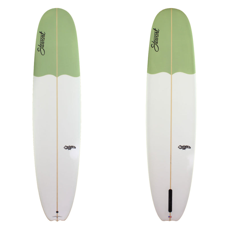 Stewart Surfboards 9'2" Bird longboard with green painted nose
