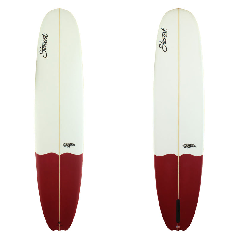 Stewart Surfboards 9'4" Bird longboard with dark red painted tail