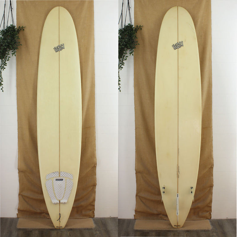 USED Nezzy Poly Longboard 9'0 x 22 1/4" x 2 1/2 clear with white traction pad 