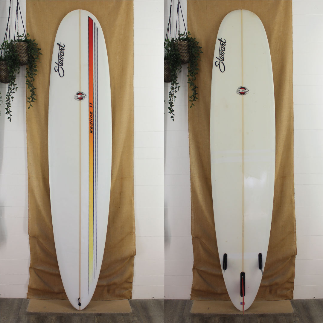 USED Stewart Redline 11 - 9' x 23" x 3 1/4" longboard POLY